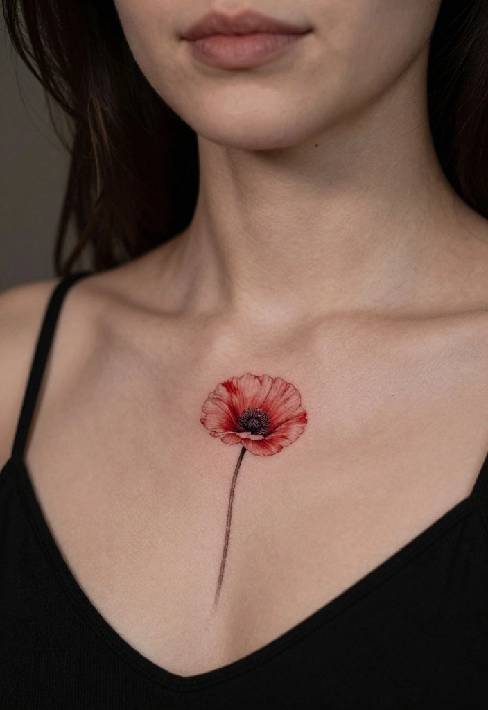 17 Tiny Flash Tattoo Ideas That Feel Minimal & Cute - 12. Petite Poppy Blossom 1