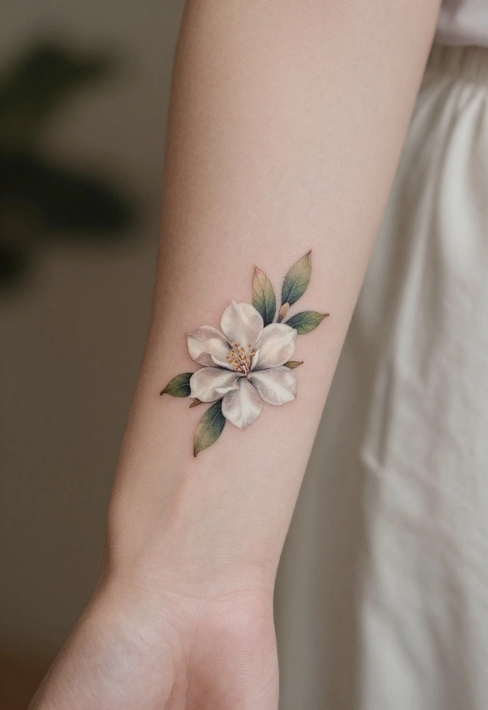 17 Tiny Flash Tattoo Ideas That Feel Minimal & Cute - 17. Enchanting Gardenia 1