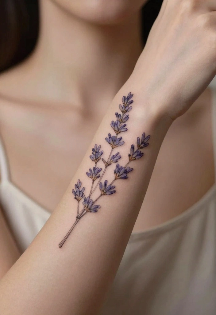 17 Tiny Flash Tattoo Ideas That Feel Minimal & Cute - 2. Serene Lavender Stems 1