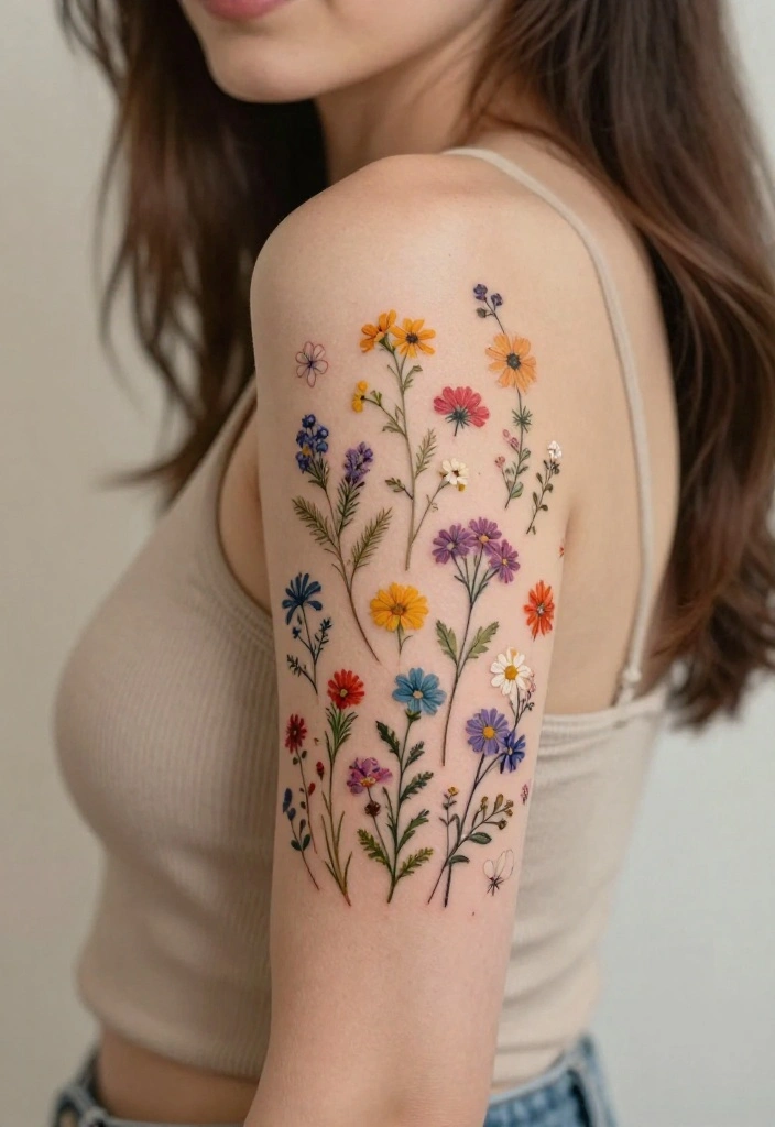 17 Tiny Flash Tattoo Ideas That Feel Minimal & Cute - 3. Whimsical Wildflowers 1