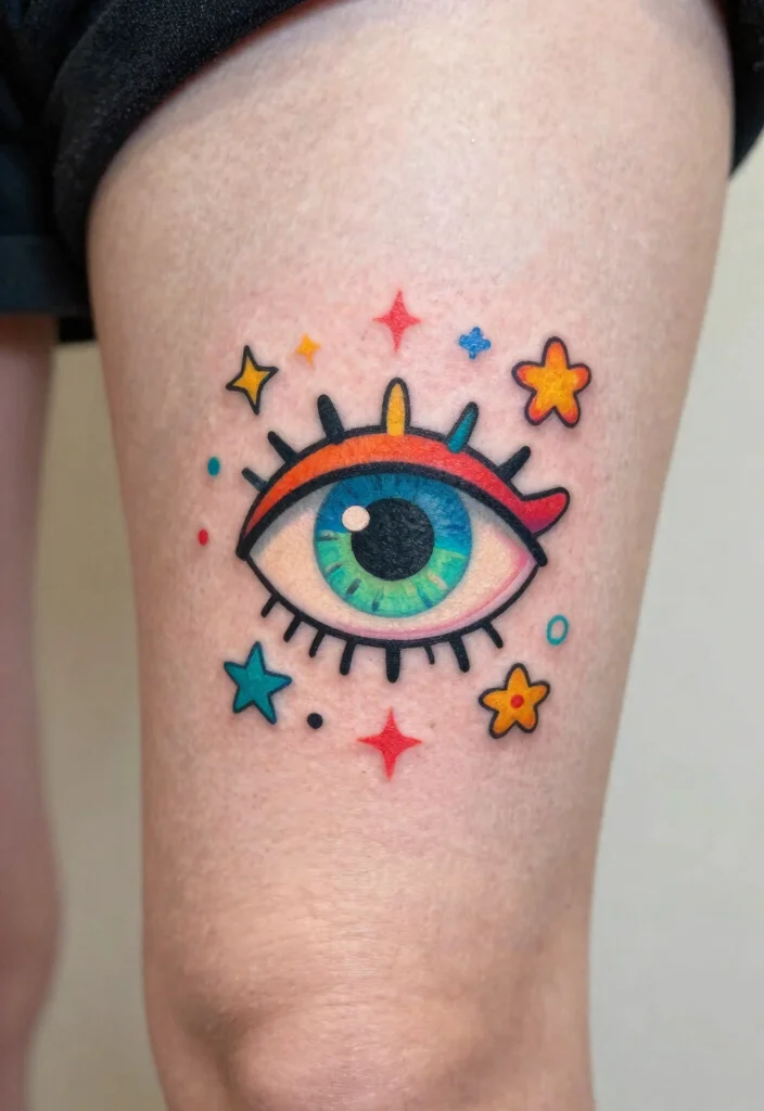 18 Abstract Eye Tattoo Ideas With Artistic Flair - 11. Whimsical Eye Tattoos 1