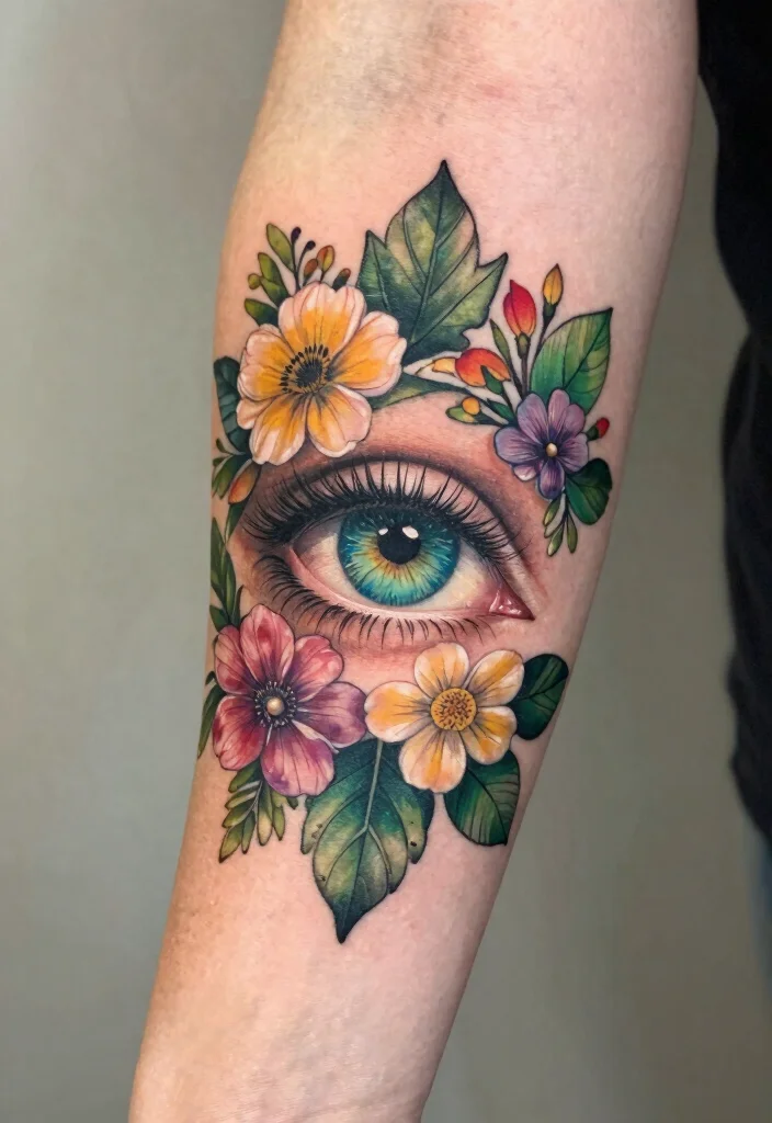 18 Abstract Eye Tattoo Ideas With Artistic Flair - 7. Nature-Inspired Eye Tattoos 1