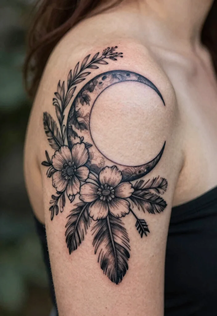 18 Full Moon Tattoo Designs Ideas With Mystical Vibes - 4. Bohemian Full Moon 1