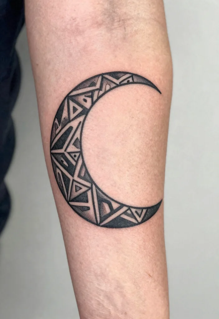 18 Full Moon Tattoo Designs Ideas With Mystical Vibes - 5. Geometric Full Moon 1