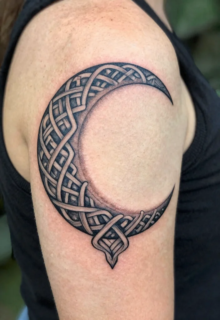 18 Full Moon Tattoo Designs Ideas With Mystical Vibes - 7. Full Moon with Celtic Knots 1