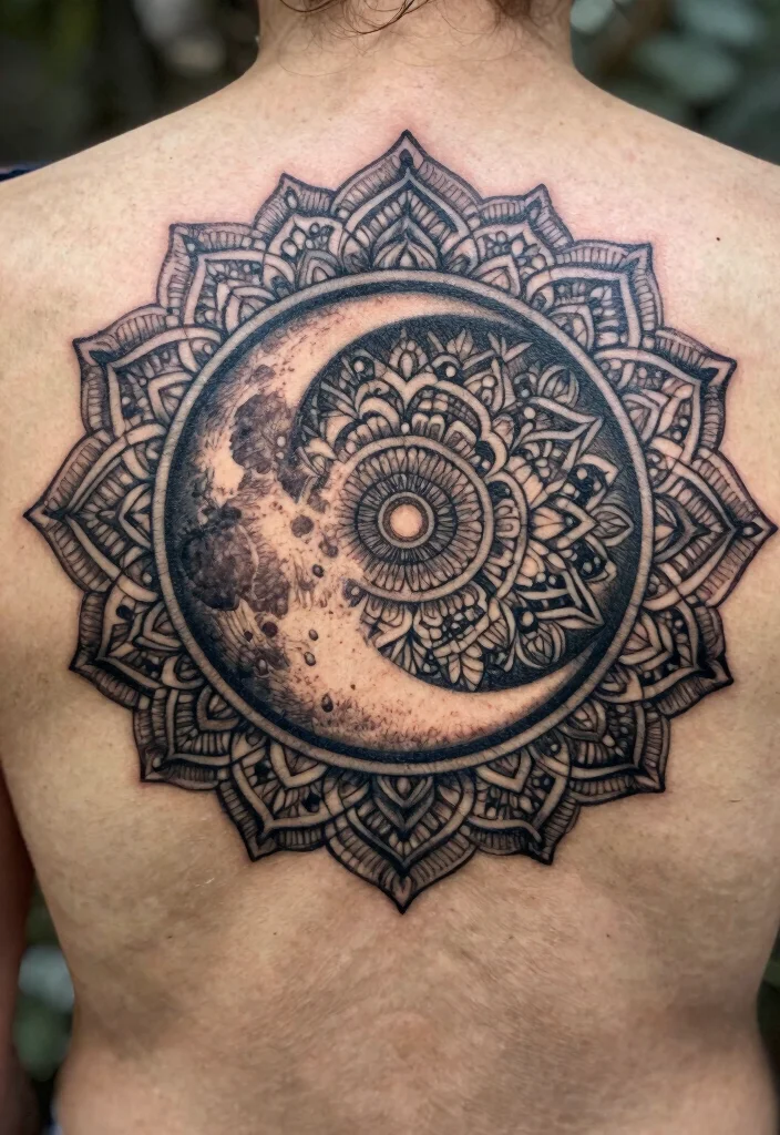 18 Full Moon Tattoo Designs Ideas With Mystical Vibes - 9. Full Moon Mandala 1