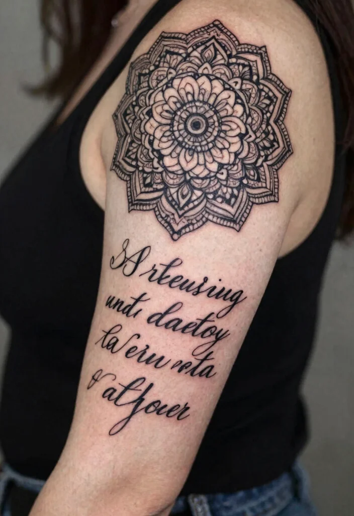 18 Mandala Tattoo Sleeve 2026 Trending Ideas With Detailed Art - 12. Mandala with Quotes 1