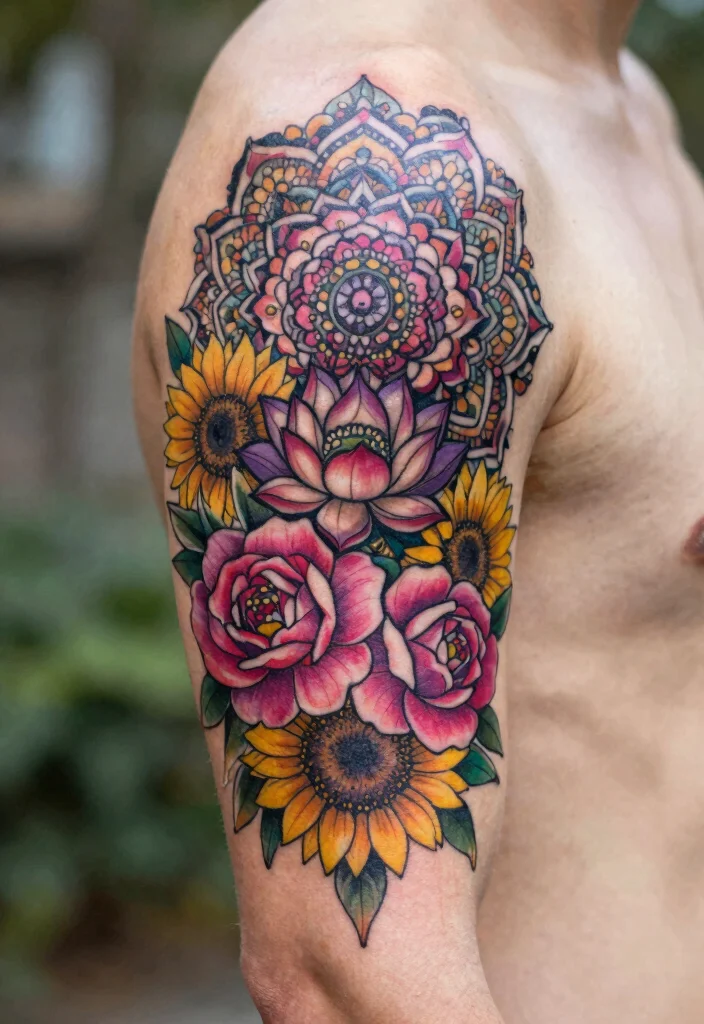 18 Mandala Tattoo Sleeve 2026 Trending Ideas With Detailed Art - 2. Floral Mandala Extravaganza 1