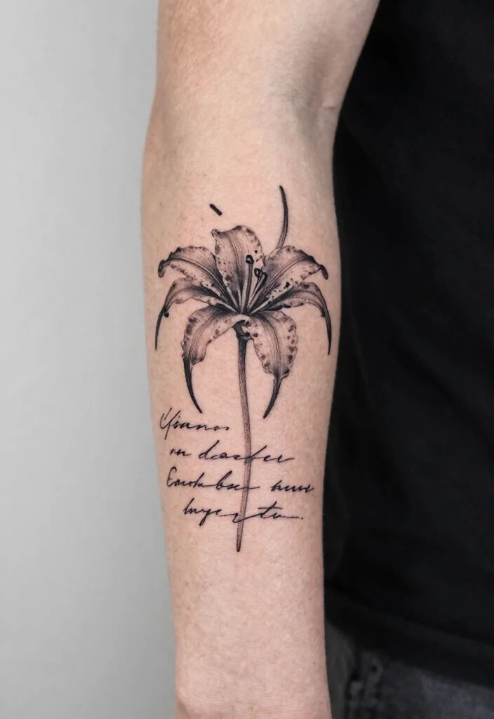 18 Spider Lily Tattoo Men Ideas With Bold Edge - 14. Spider Lily with Quote 1