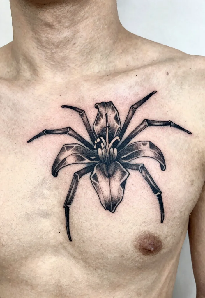 18 Spider Lily Tattoo Men Ideas With Bold Edge - 3. Geometric Spider Lily 1