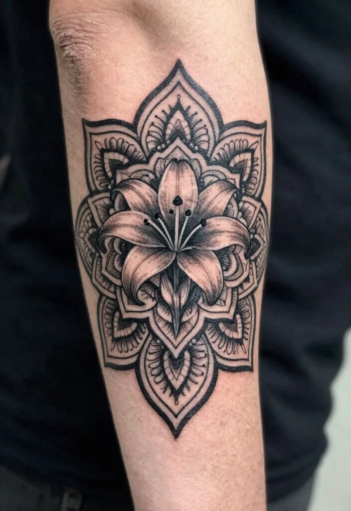 18 Spider Lily Tattoo Men Ideas With Bold Edge - 9. Spider Lily Mandala 1