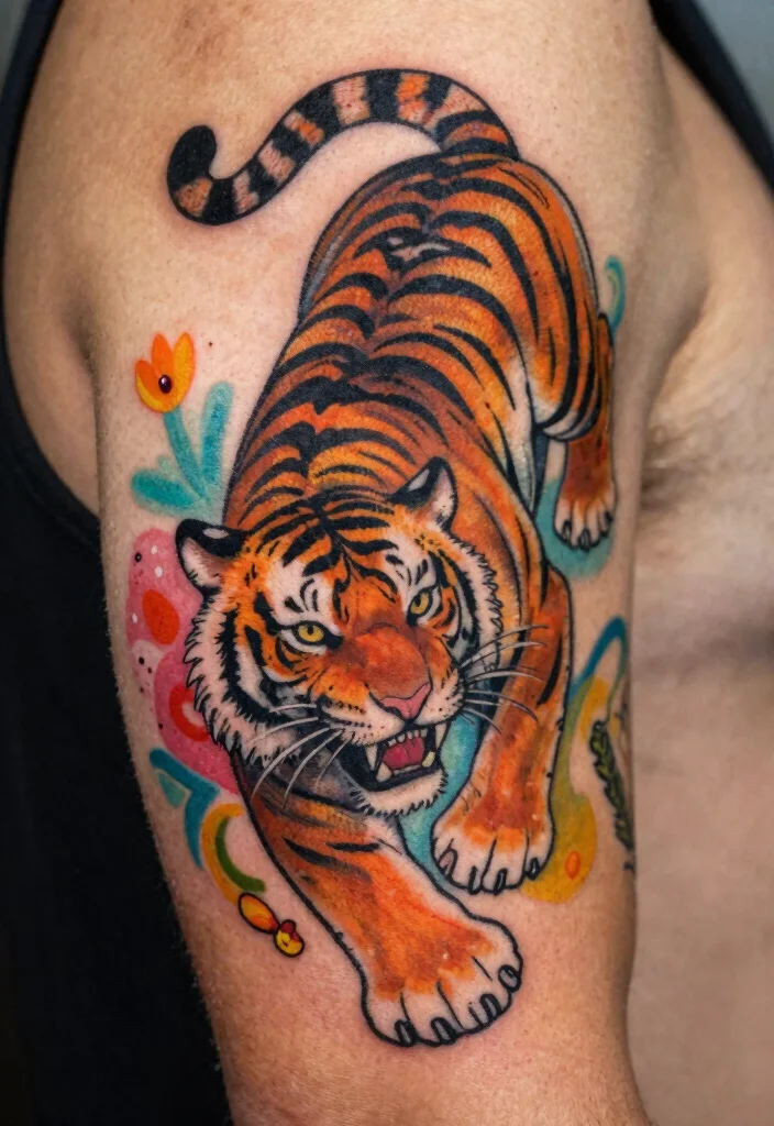 18 Tiger Tattoo Women Ideas With Fierce Elegance - 15. Interactive Tiger Design 1