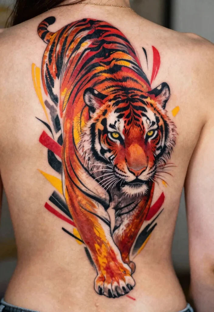 18 Tiger Tattoo Women Ideas With Fierce Elegance - 3. Abstract Tiger Portrait 1