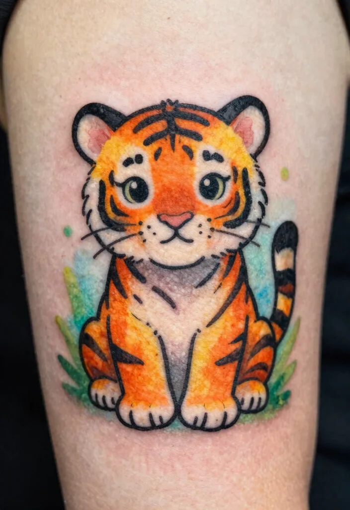 18 Tiger Tattoo Women Ideas With Fierce Elegance - 7. Playful Cub Tiger 1