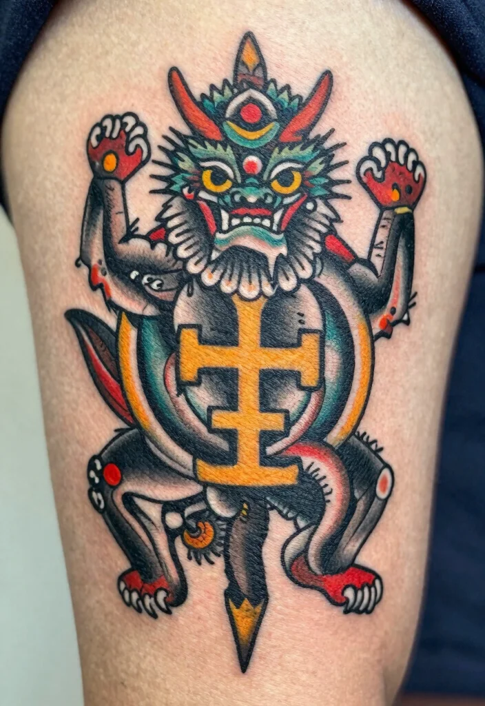 18 Traditional Flash Tattoo Ideas With Timeless Appeal - 14. Mythological Symbols 1