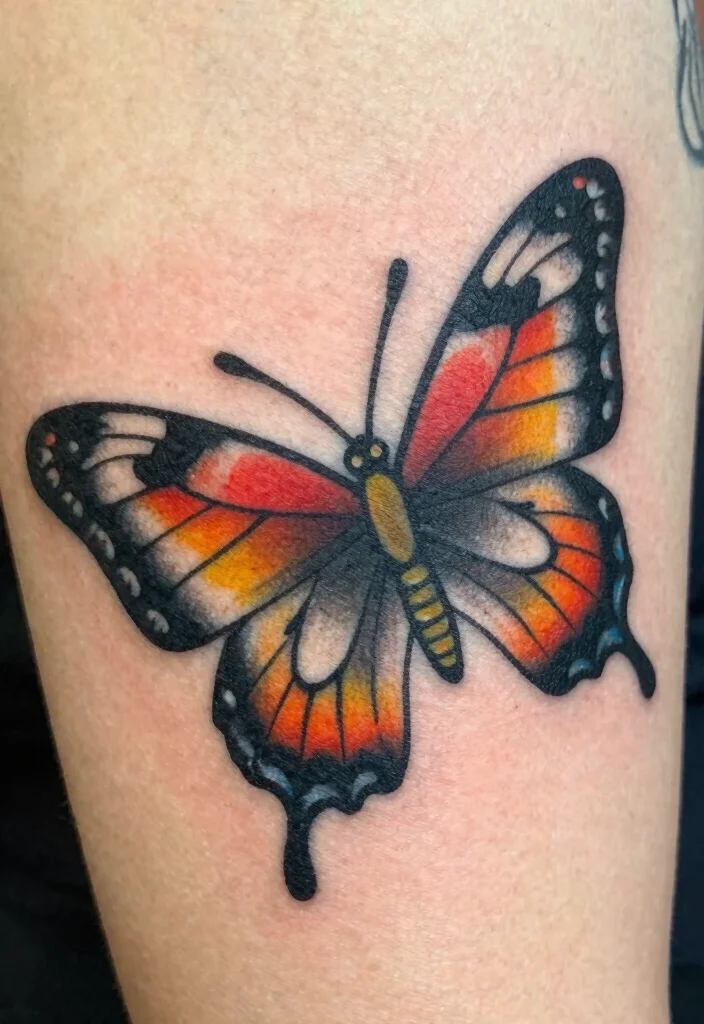 18 Traditional Flash Tattoo Ideas With Timeless Appeal - 7. Beautiful Butterflies 1