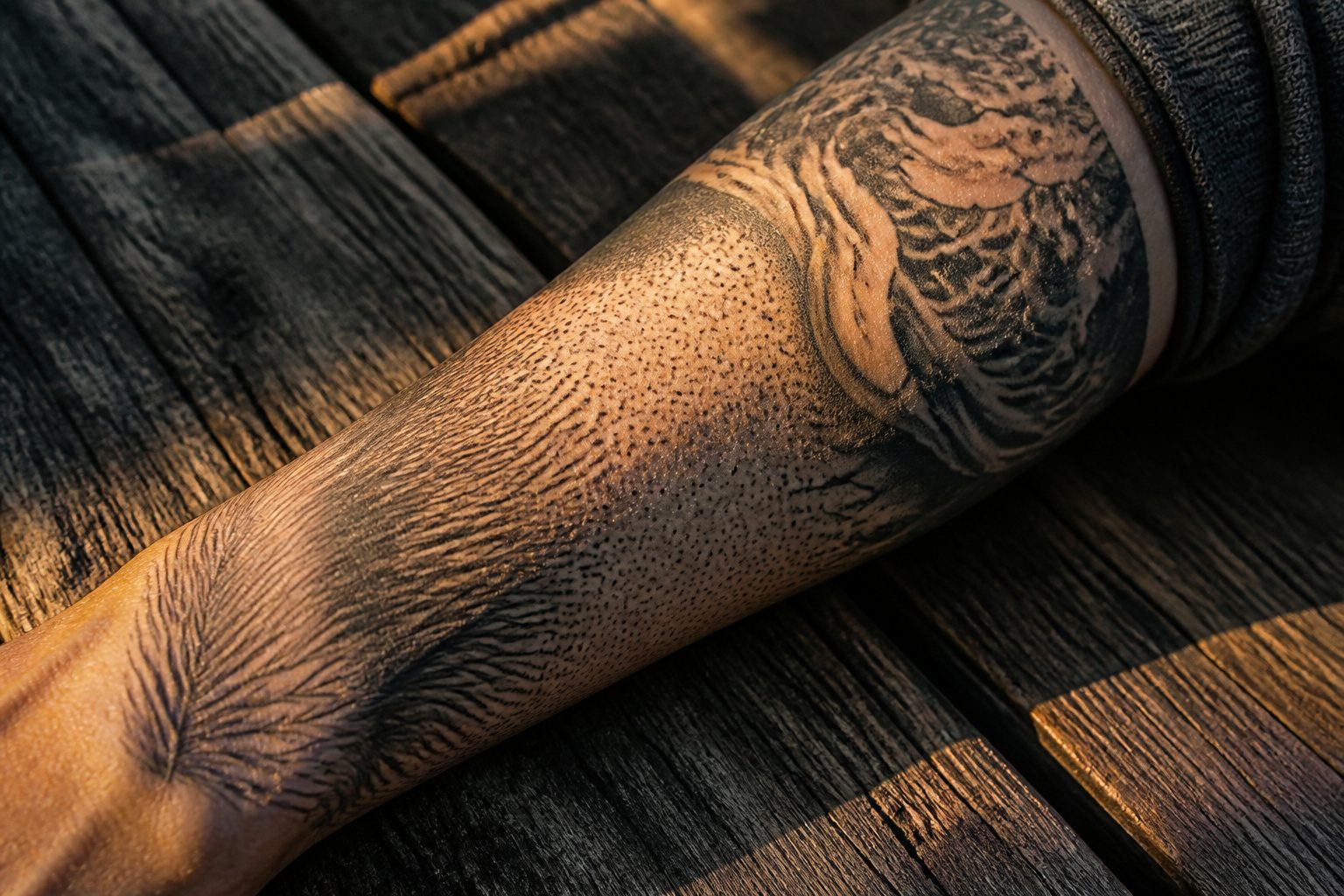 Various tattoo pattern textures displayed on skin.